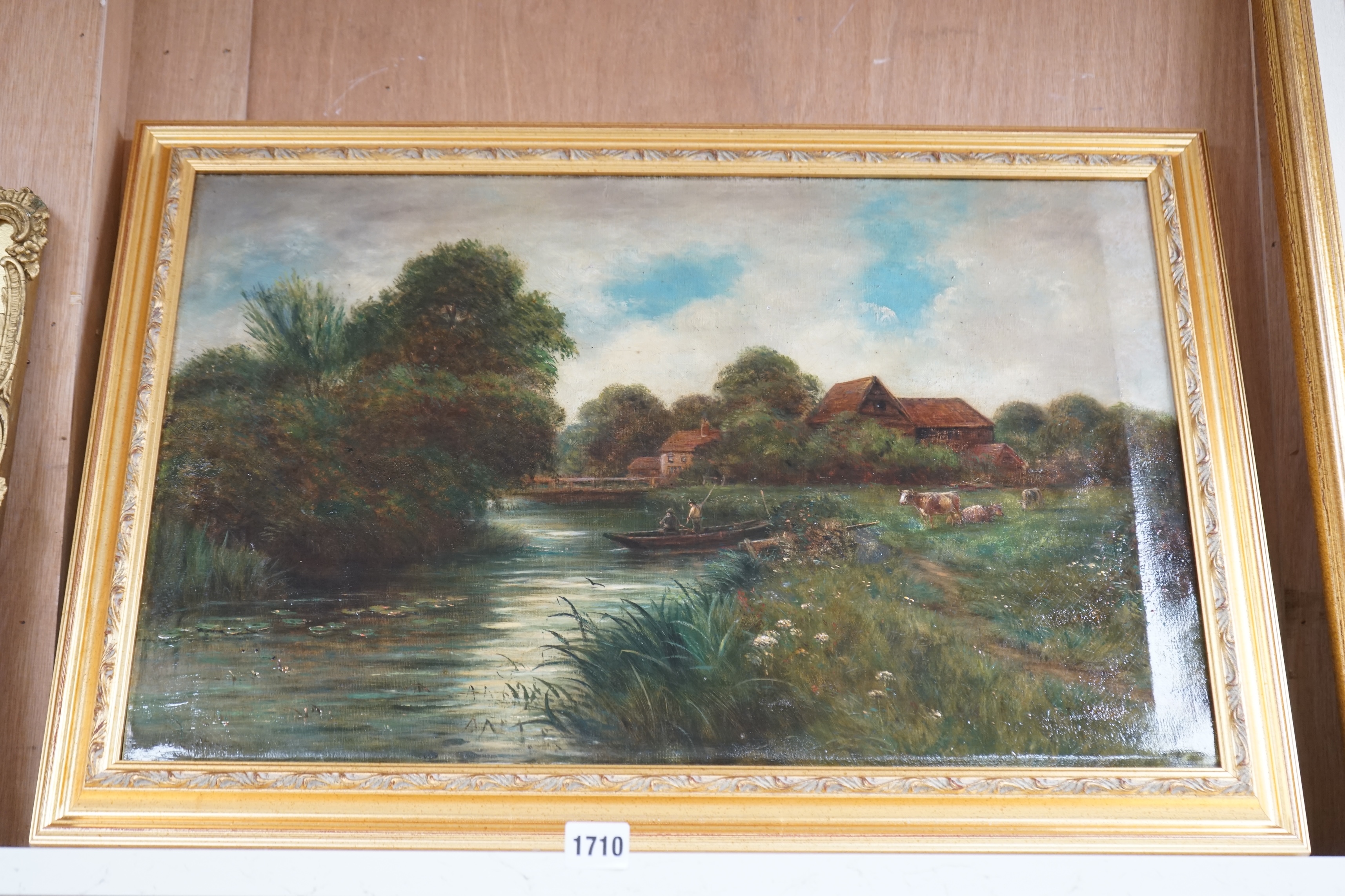 S A Galton (19th / 20th. C), oil on canvas, ‘Time at Goring’, signed and dated '05, 39 x 59cm, gilt framed. Condition - fair